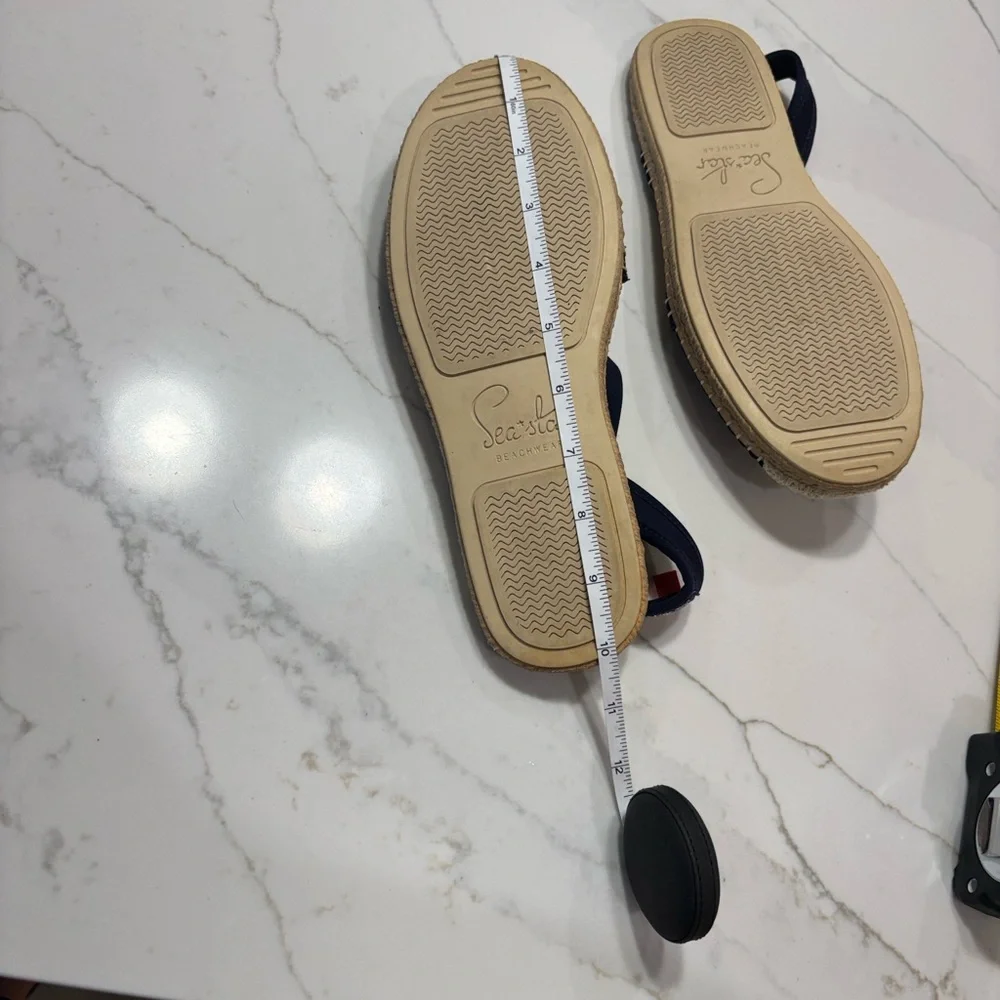 Navy Espadrille Slingback Flats with Crisscross Straps